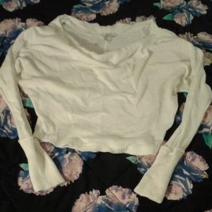 Forever 21 White Thermal Scoopneck Shirt